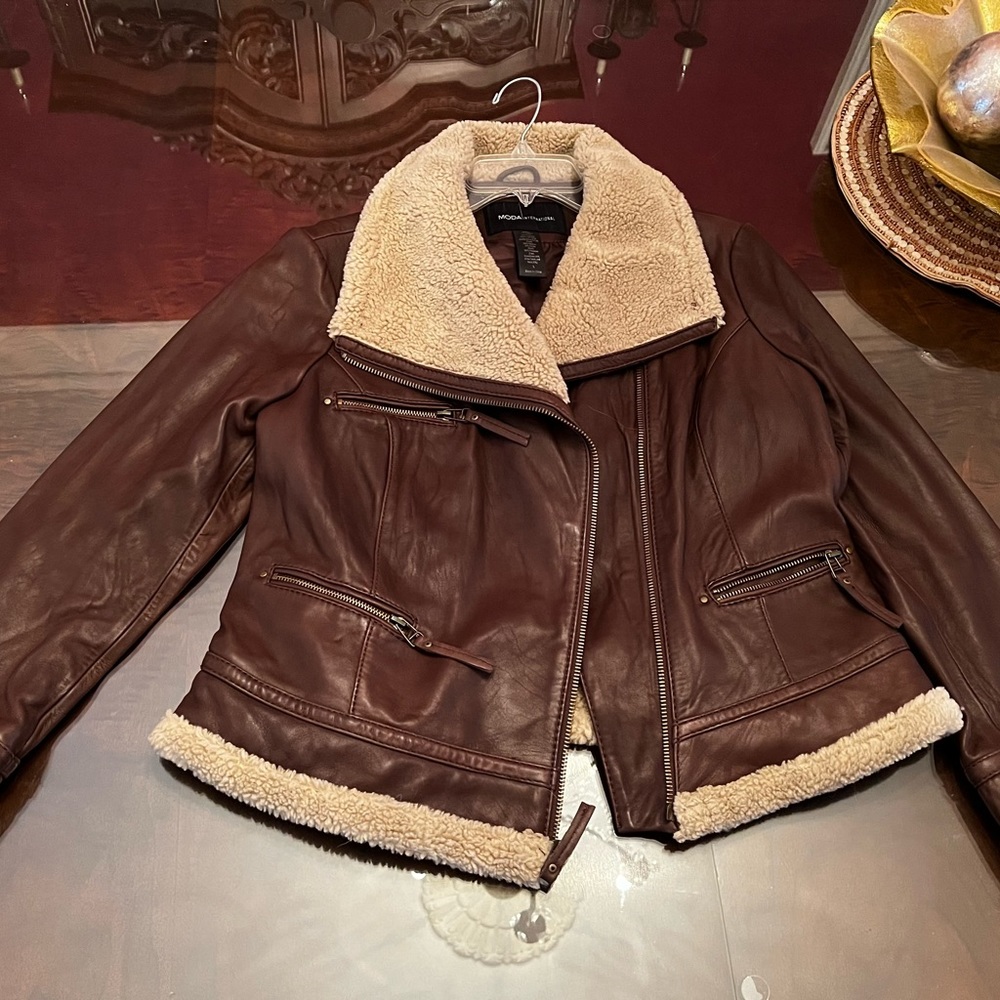 Rare Vintage Moda Int’l Victorias Secret Women’s Brown Leather Bomber Jacket - L